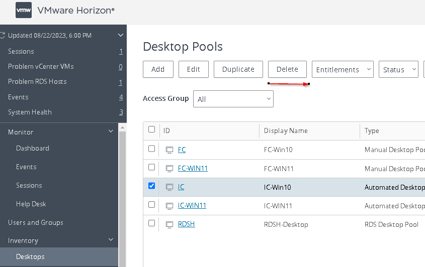Increase the size of the parent image disk for a VMware Horizon Pool