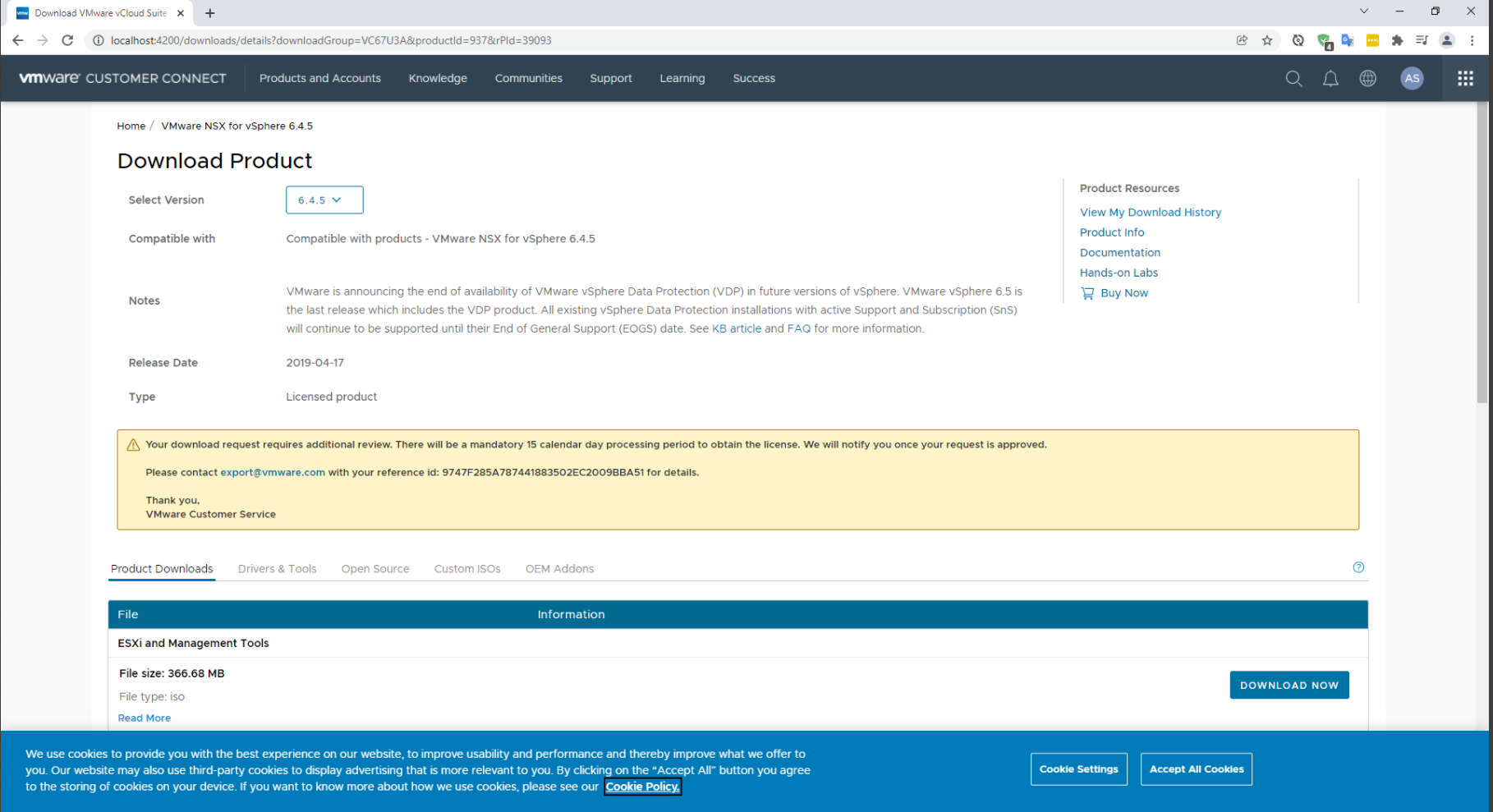 Customer Connect Download Errors (1031472)