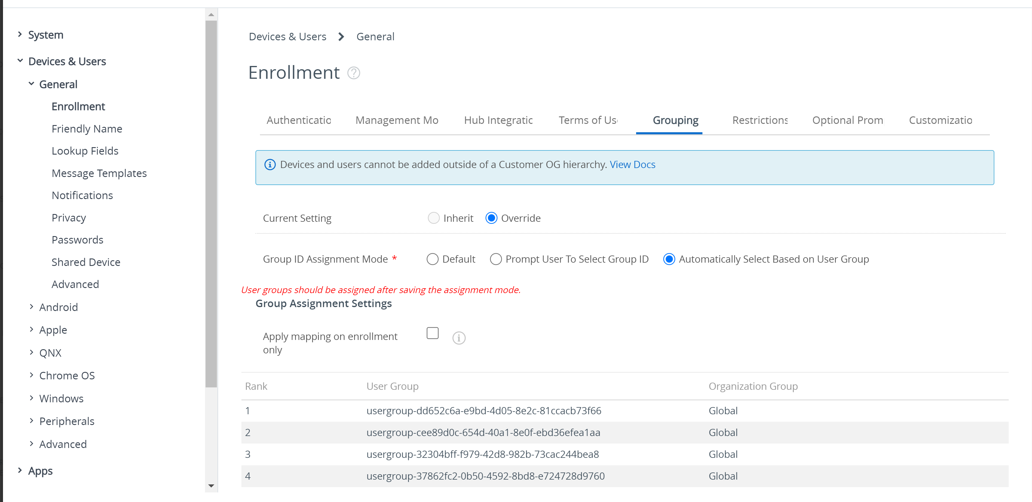 Workspace ONE UEM Modernization - Tenant ID association and Customer ...