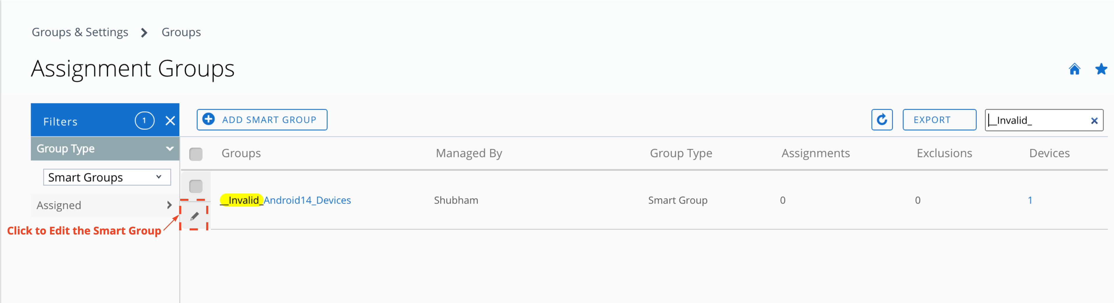 Managing invalid Smart Groups in UEM (6000174)