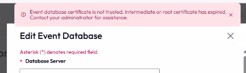 Connection Server is unable to connect to Horizon Events DB with error ...