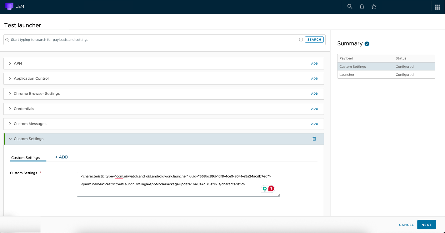 Launcher relaunches in Single App mode when accessing Workspace ONE Web ...